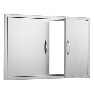 Puerta de Acceso para BBQ, Puerta Doble para Cocina Exterior de 990x660 mm, Puerta de Montaje Flush de Acero Inoxidable, Puerta Vertical de Pared con Manijas y Ganchos, para Isla de BBQ, Estación ...