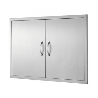 Puerta de Acceso para BBQ, Puerta Doble para Cocina Exterior de 990x660 mm, Puerta de Montaje Flush de Acero Inoxidable, Puerta Vertical de Pared con Manijas y Ganchos, para Isla de BBQ, Estación ...