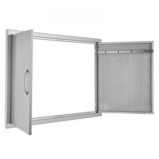 Puerta de Acceso para BBQ, Puerta Doble para Cocina Exterior de 990x660 mm, Puerta de Montaje Flush de Acero Inoxidable, Puerta Vertical de Pared con Manijas y Ganchos, para Isla de BBQ, Estación ...