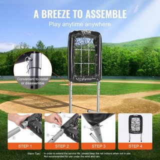 Red de béisbol de 9 agujeros, equipo de entrenamiento de béisbol y softbol de 21"x29" para práctica de bateo y lanzamiento, ayuda de entrenamiento ajustable en altura de alta resistencia con zona ...