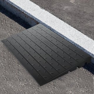 Rampa de Umbral de Goma, Rampa de Umbral de 3" de Altura para Puertas, Rampa de Umbral Sólida de Goma con Cubierta de Cable de 3 Canales, Entrada Angulada de Goma con Capacidad de Carga de 2200 Lb...