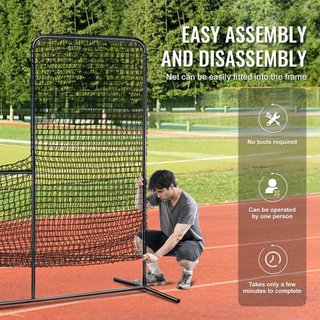 Pantalla L para Bateo, Pantalla de Seguridad de Béisbol y Softbol de 7x7 pies, Pantalla de Bateo Portátil con Bolsa de Transporte y Estacas para el Suelo, Red de Lanzamiento de Alta Resistencia pa...