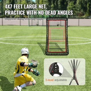 Rebote de Lacrosse para Patio, Red de Rebote de Voleibol de 1219.2 x 2133.6 mm, Pantalla de Entrenamiento de Devolución de Béisbol y Softbol, Pared de Entrenamiento de Práctica de Tiro con Ángulo ...
