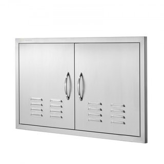 Puerta de Acceso para BBQ, Puerta Doble para Cocina Exterior de 914x534 mm, Puerta de Montaje Flush de Acero Inoxidable, Puerta Vertical de Pared con Manijas y Ventilaciones, para Isla de BBQ, Est...