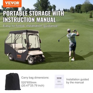 Cubierta para Carro de Golf, Cubierta de Conducción de Poliéster 420D con Ventanas Transparentes en 4 Lados, Cubiertas para Club Car de 4 Pasajeros para Carros de Golf de 2+2 Pasajeros, Cubierta E...