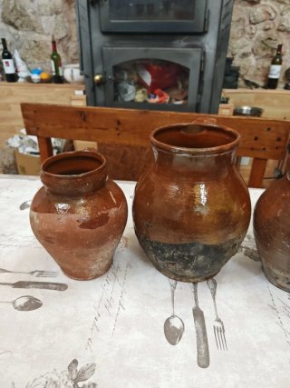 Juego de 4 jarrones de cerámica antiguos