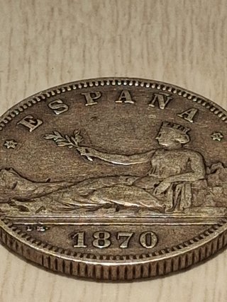 Moneda 2 Pesetas 1870 Original Gob. Prov. España