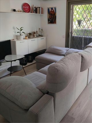Sofá modular gris tela