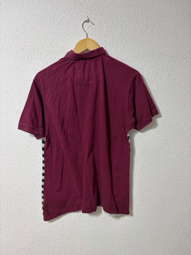 Polo Diesel Hombre Granate Rayas Marineras Bordado