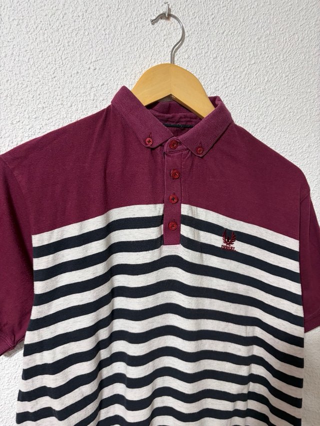 Polo Diesel Hombre Granate Rayas Marineras Bordado