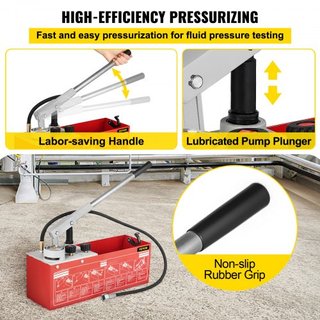 Bomba de Prueba de Presión Hidrostática, Prueba de hasta 25 bar/2.5 MPa, Tanque de 12.1 L, Kit de Probador de Presión de Agua Manual Hidráulico con Manómetro de Dos Unidades y Conexión R 1.27 cm, ...