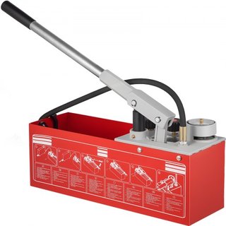 Bomba de Prueba de Presión Hidrostática, Prueba de hasta 25 bar/2.5 MPa, Tanque de 12.1 L, Kit de Probador de Presión de Agua Manual Hidráulico con Manómetro de Dos Unidades y Conexión R 1.27 cm, ...