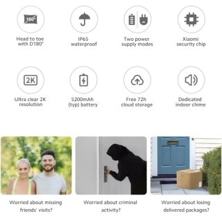 Timbre Inteligente Xiaomi Doorbell 3S con Cámara