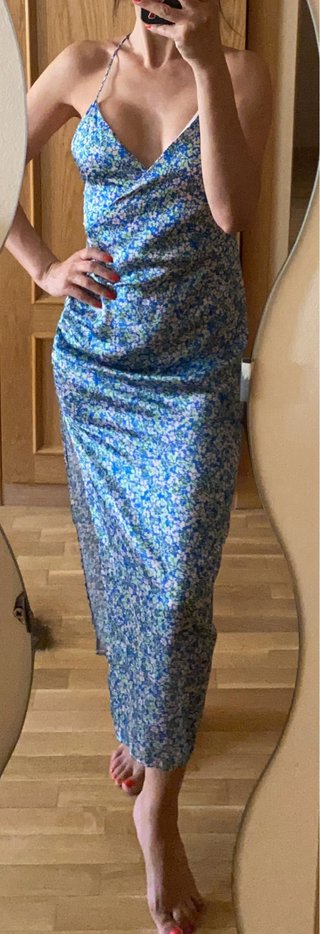 Vestido largo Pull&Bear satinado floral XS