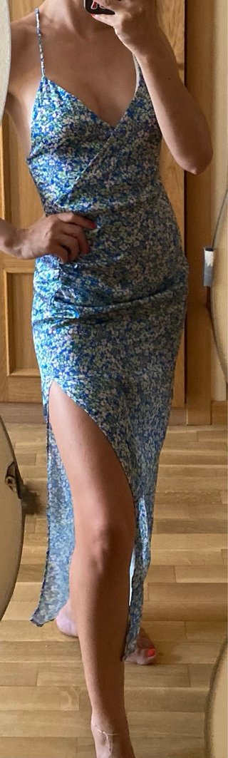 Vestido largo Pull&Bear satinado floral XS