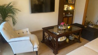 Mesa de centro madera maciza nogal y cristal