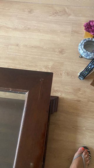 Mesa de centro madera maciza nogal y cristal