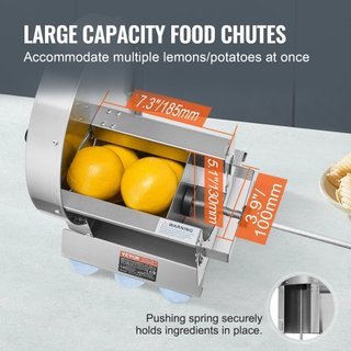 Cortadora Manual de Verduras y Frutas, Máquina de Cortar Comercial Ajustable de Grosor 0-0.5"/0-12mm, Máquina de Cortar Alimentos de Acero Inoxidable con 2 Cuchillas de Repuesto, para Patata, Pepi...