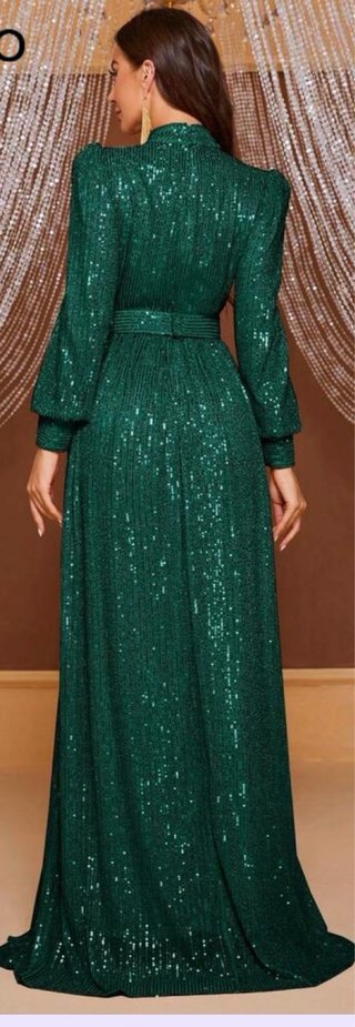 Vestido largo lentejuelas verde