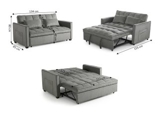 Sofá Cama Paulo Matrimonio 134cm Gris