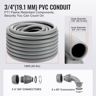 Conducto Eléctrico Flexible de PVC a Prueba de Líquidos de 19,1 mm (3/4 pulgada) 30,5 m No Metálico