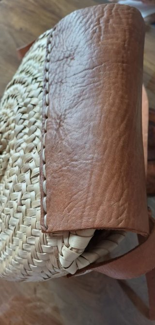 Bolso bandolera rafia y cuero