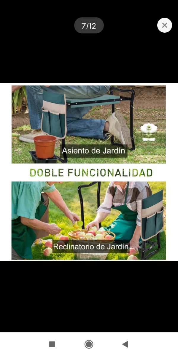 Taburete Plegable Jardín con Bolsillos