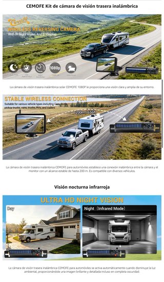 NUEVO! (150€) Cámara Visión Trasera Solar Inalámbr