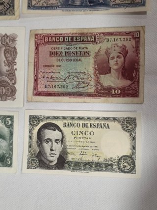 Lote Billetes Españoles históricos Pesetas.