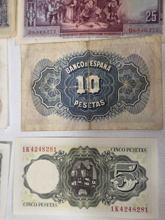 Lote Billetes Españoles históricos Pesetas.