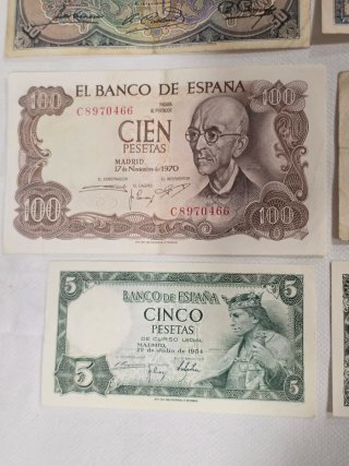 Lote Billetes Españoles históricos Pesetas.