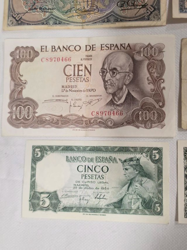 Lote Billetes Españoles históricos Pesetas.