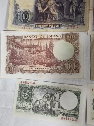 Lote Billetes Españoles históricos Pesetas.