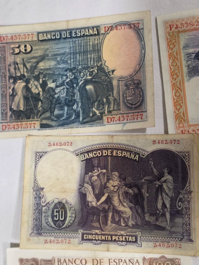Lote Billetes Españoles históricos Pesetas.