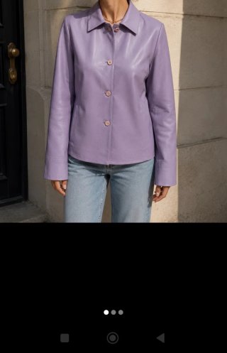 Chaqueta cuero Cortefiel morada mujer