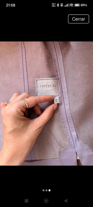 Chaqueta cuero Cortefiel morada mujer
