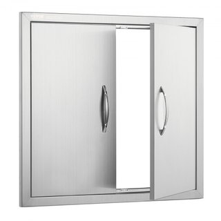 Puerta de Acceso para BBQ, Puerta Doble para Cocina Exterior de 660x609 mm, Puerta de Montaje Flush de Acero Inoxidable, Puerta Vertical de Pared con Manijas, para Isla de BBQ, Estación de Asado, ...