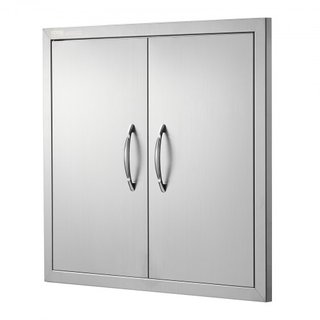 Puerta de Acceso para BBQ, Puerta Doble para Cocina Exterior de 660x609 mm, Puerta de Montaje Flush de Acero Inoxidable, Puerta Vertical de Pared con Manijas, para Isla de BBQ, Estación de Asado, ...