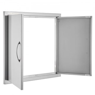 Puerta de Acceso para BBQ, Puerta Doble para Cocina Exterior de 660x609 mm, Puerta de Montaje Flush de Acero Inoxidable, Puerta Vertical de Pared con Manijas, para Isla de BBQ, Estación de Asado, ...