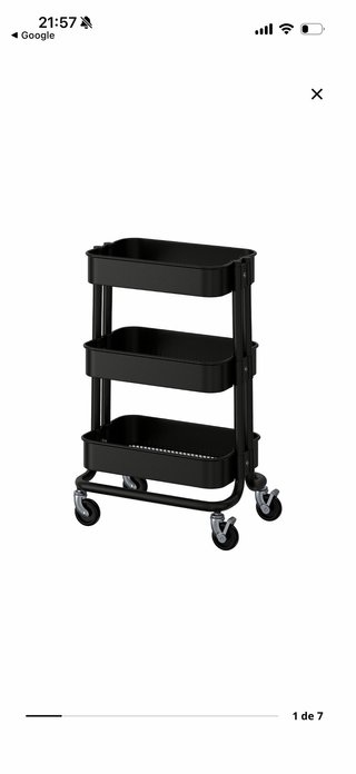 Carrito Auxiliar 3 Niveles Negro IKEA