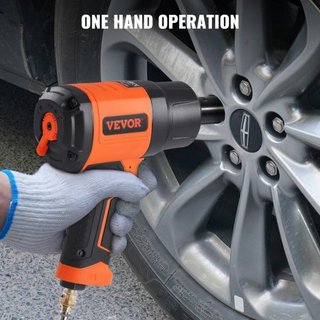 Llave de impacto neumática de 1.3 cm, alto par de hasta 1894.6 Nm, diseño ligero de 2.1 kg con juego de 11 piezas de 1.3 cm de acero CR-V y estuche de transporte
