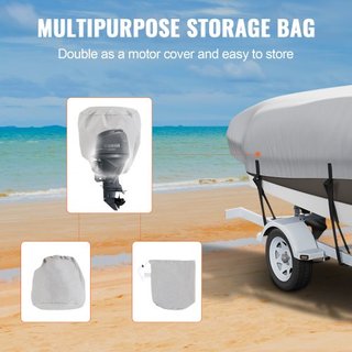 Cubierta de Barco, Cubierta de Barco Impermeable Remolcable de 5180-5790 mm, 600D Oxford de Grado Marino con Cubierta para Motor y Correas de Hebilla, para Barco V-Hull, Tri-Hull, Barco de Pesca E...