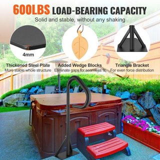Pasamanos para Jacuzzi, Pasamanos Lateral de Spa Rotatable 360 con Altura Ajustable de 88.9-144.8 cm, Pasamanos de Aluminio a Prueba de Óxido para Escalera de Spa con Base de Montaje Deslizante pa...