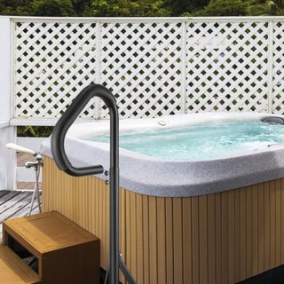 Pasamanos para Jacuzzi, Pasamanos Lateral de Spa Rotatable 360 con Altura Ajustable de 88.9-144.8 cm, Pasamanos de Aluminio a Prueba de Óxido para Escalera de Spa con Base de Montaje Deslizante pa...