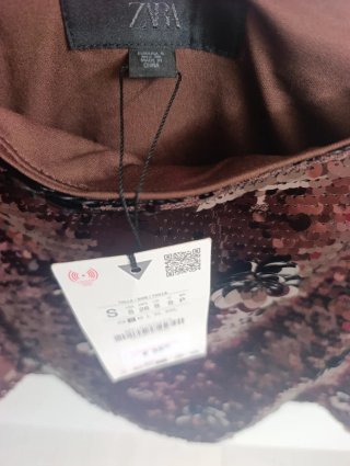 Minifalda Zara lentejuelas marrón S