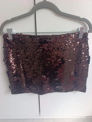 Minifalda Zara lentejuelas marrón S