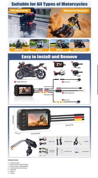 NUEVO! (77€) Dash Cam Moto Pantalla 3 IP67