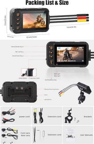 NUEVO! (77€) Dash Cam Moto Pantalla 3 IP67