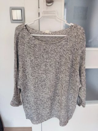 Jersey gris y blanco talla única