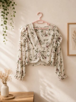 Blusa floral manga larga.
